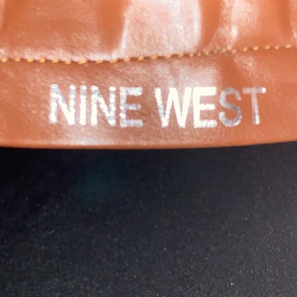 Nine West Wo size 10 LEATHER Brown Heeled Boots w/GOLD Buckle ACCENT 4” HEELS - Picture 4 of 12